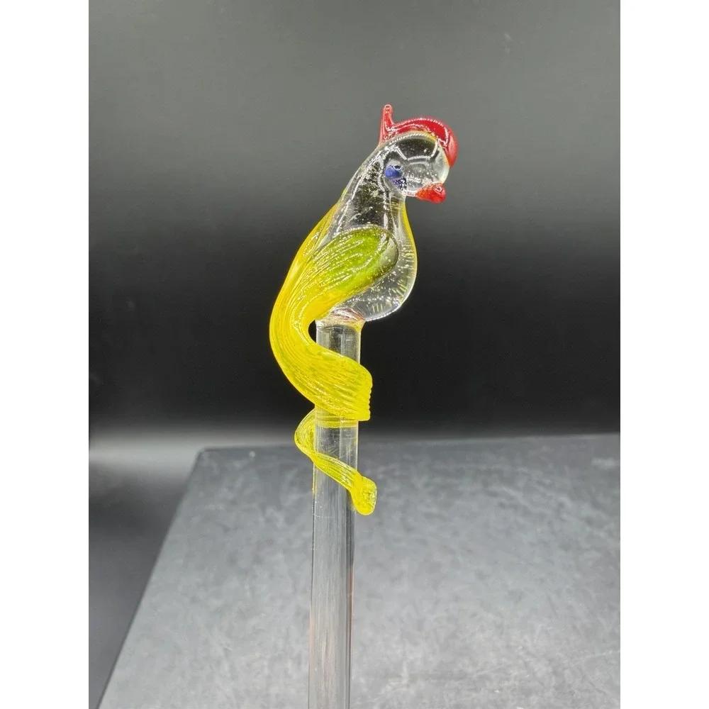Vintage Glass Parrot Cocktail Stir / Swizzle Stick – EUC 🦜🍹 Barware Collect